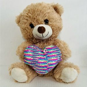 Midwood Brands Sequin Heart Bear Plush